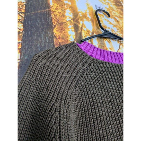 T By Talbots Color Block Sweater Cardigan Green Purple Women's L Colorful Snaps - Picture 12 of 16